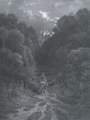 Gustave Doré Plate XX - “Lancelot Approaching the Castle of Astolat,” circa 1867-69